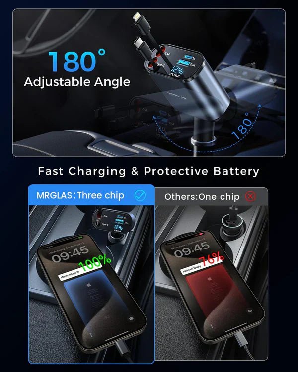 4 - In - 1 Retractable Car Charger - vibesandgifts