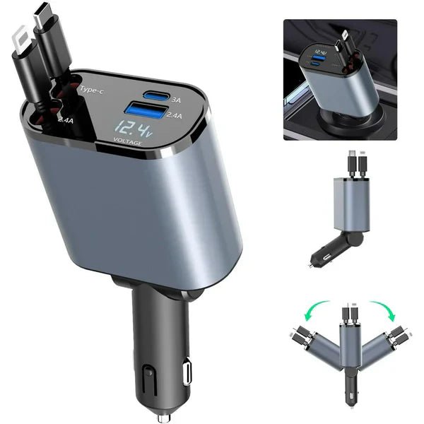 4 - In - 1 Retractable Car Charger - vibesandgifts