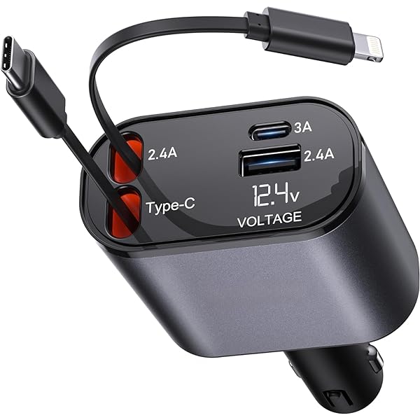 4 - In - 1 Retractable Car Charger - vibesandgifts