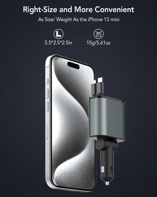 4 - In - 1 Retractable Car Charger - vibesandgifts