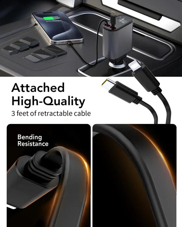 4 - In - 1 Retractable Car Charger - vibesandgifts