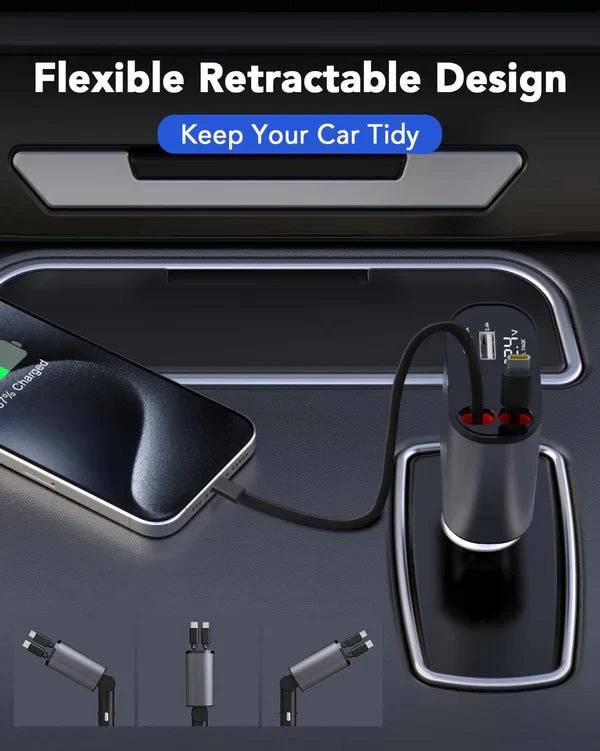 4 - In - 1 Retractable Car Charger - vibesandgifts