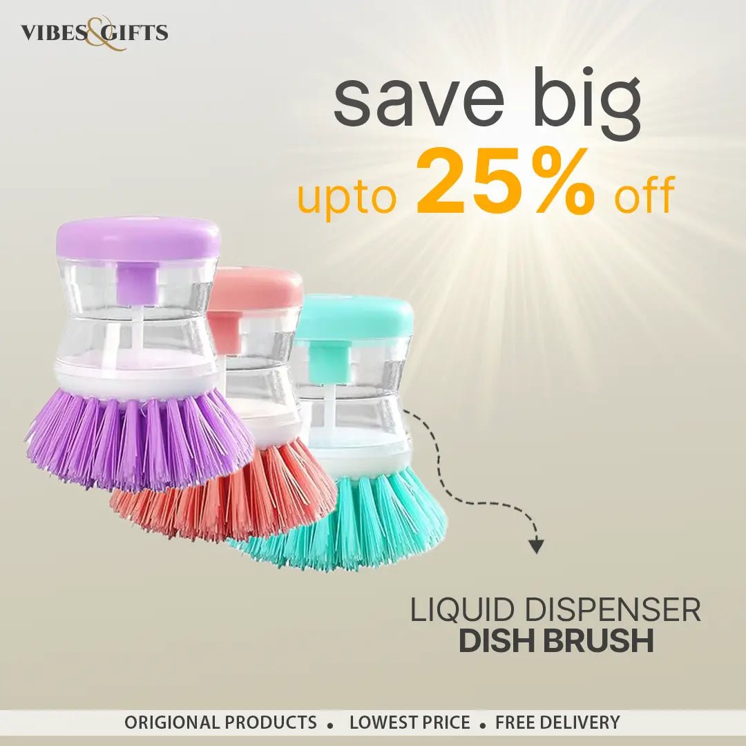 Liquid Dispenser Dish Brush – Soap Dispensing Kitchen Cleaning Scrubber - vibesandgifts