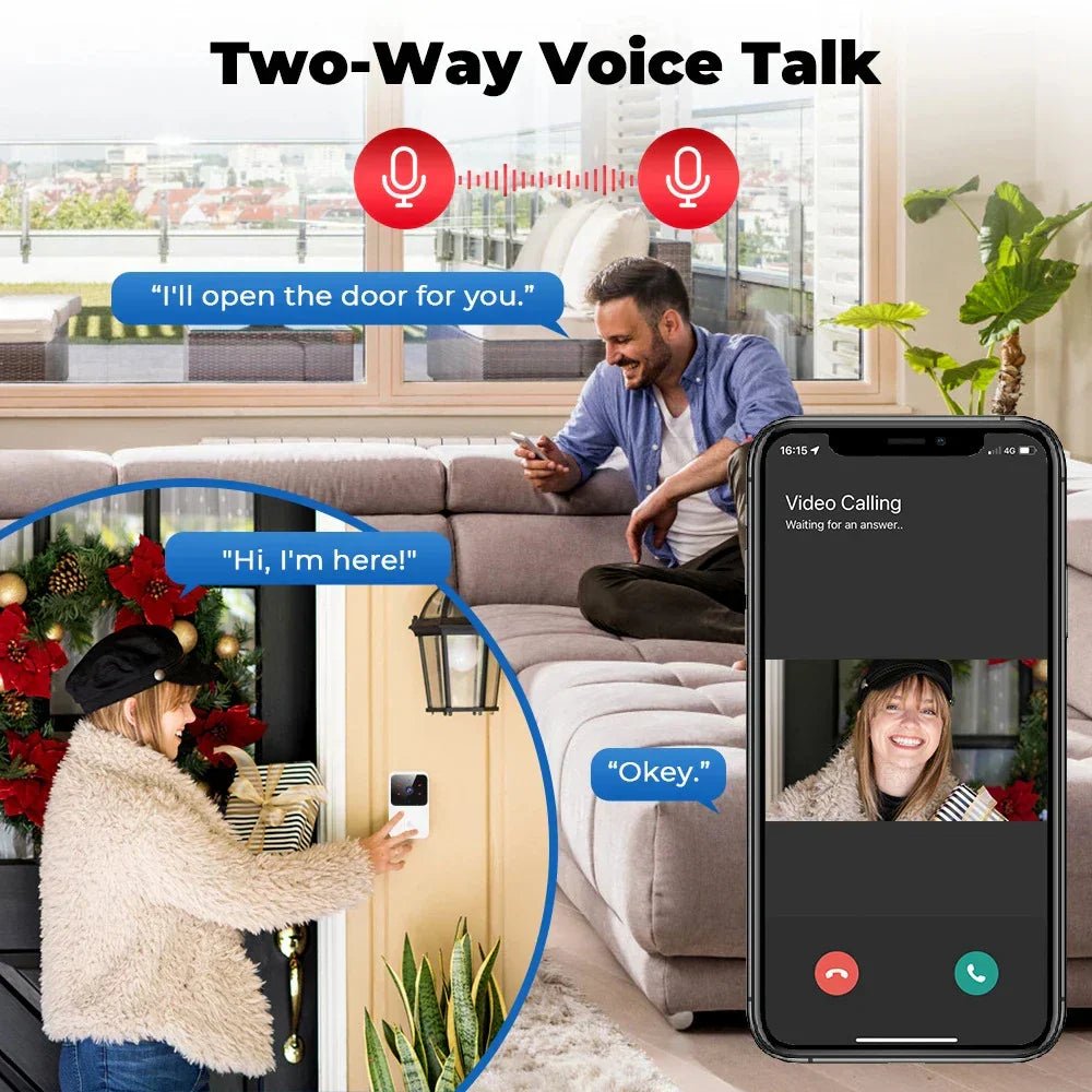 Wifi Door Bell with Camera and Two Way Audio Supported - vibesandgifts